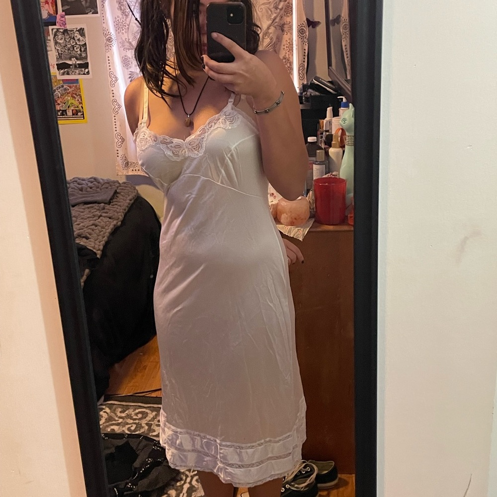 White lace slip dress